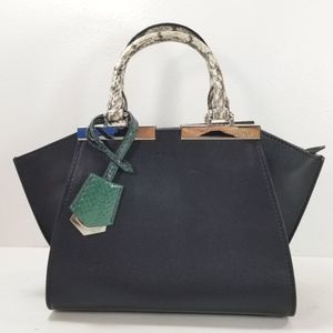 Fendi TroisJours Mini Black Leather & Snakeskin Shoulder Crossbody HandBag